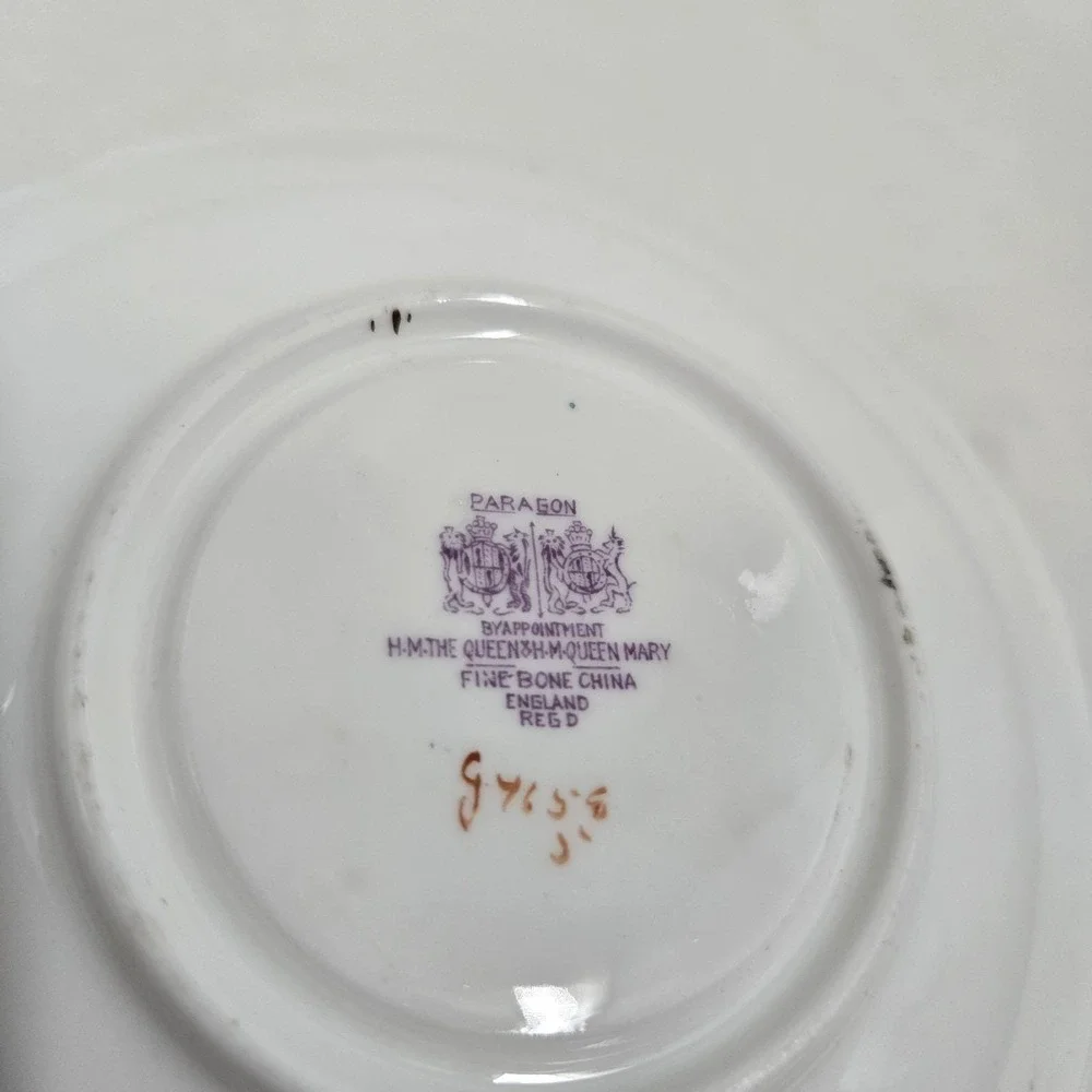 Paragon Fine Bone China Teacup & Saucer Black Yellow Hibiscus Vintage